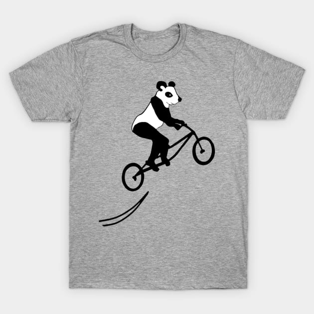 Panda On stunt Bike T-Shirt by jandavies